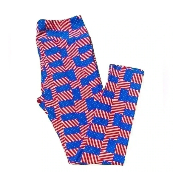 Lularoe TC (10-16) American flags leggings! The perfect Summer print. NWOT - Picture 1 of 5